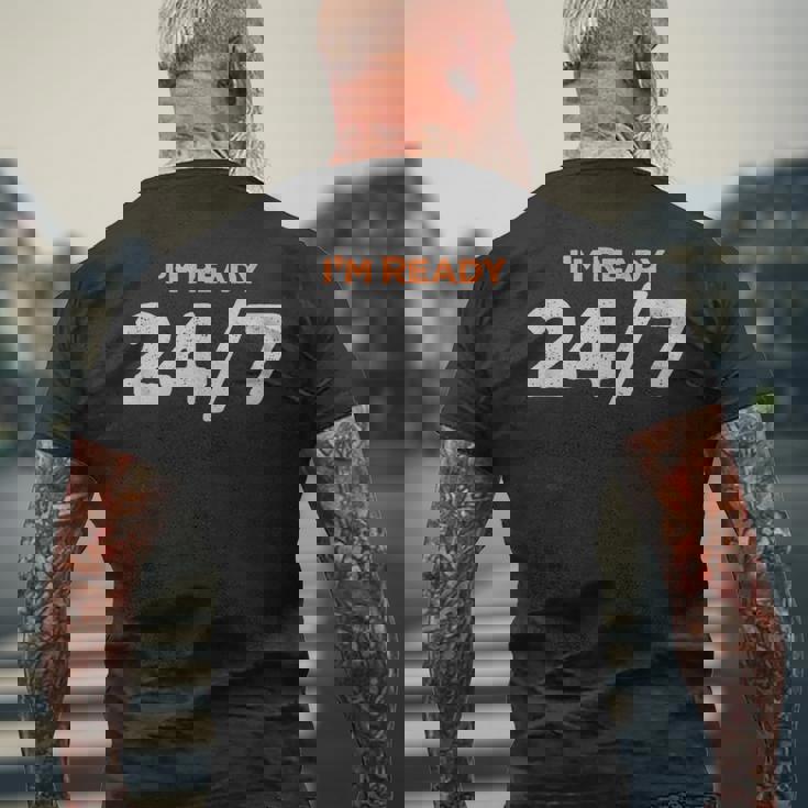 I Am Ready 247 おもしろミーム メンズTシャツ バックプリント 高齢者への贈り物