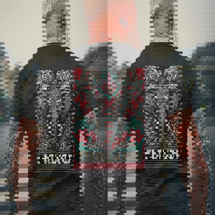 Amezing タイチャン 美しい象 タイ柄 メンズTシャツ バックプリント 高齢者への贈り物