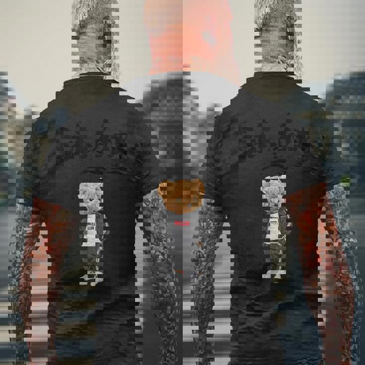 Angry Bad Boystyle Cool Teddy Bear Bad Boy Graphic メンズTシャツ バックプリント 高齢者への贈り物