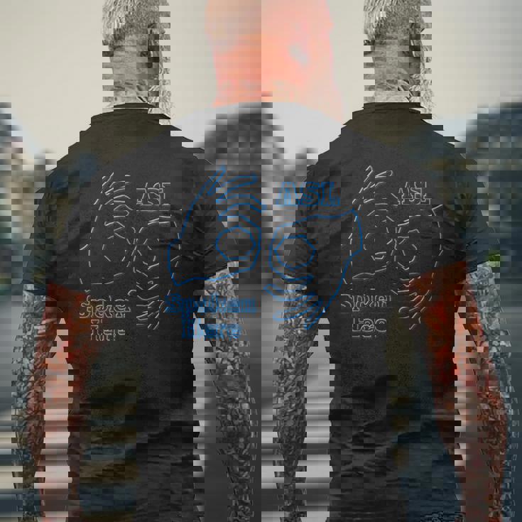 Asl アメリカ手話 Aslpoken Hear メンズTシャツ バックプリント 高齢者への贈り物