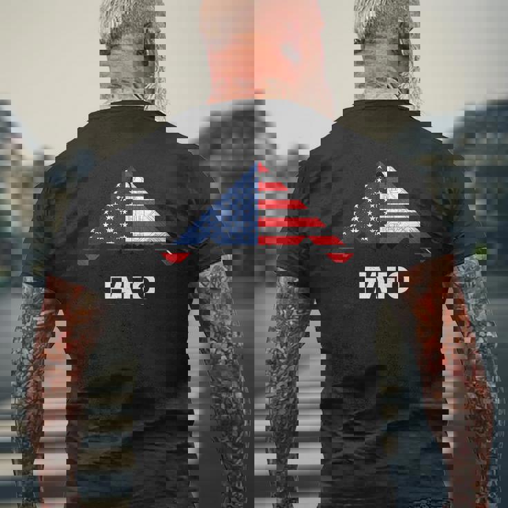 B-2 Bomber Military Stealth Airplane American Flag Men's T-shirt Back Print Gifts for Old Men