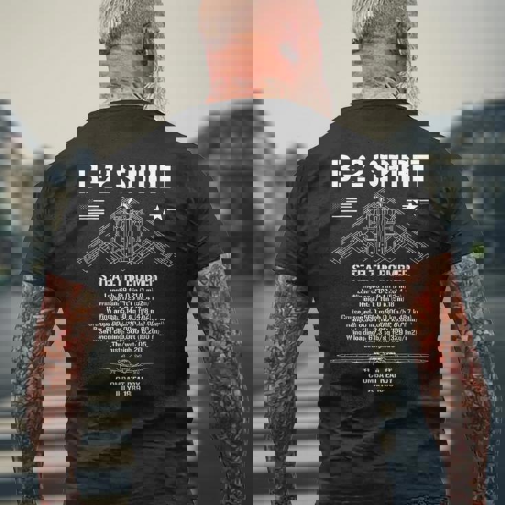 B-2Pirittealth Bomberpecs ミリタリーエアクラフトb2 メンズTシャツ バックプリント 高齢者への贈り物