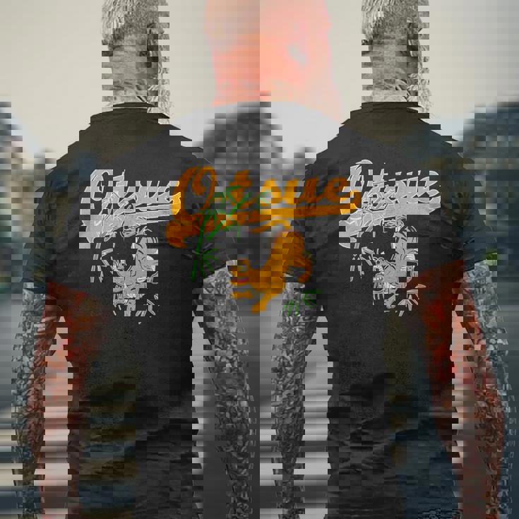 Bamboo And Tiger Of Otsu-E 大津絵 竹に虎バンブー タイガー メンズTシャツ バックプリント 高齢者への贈り物