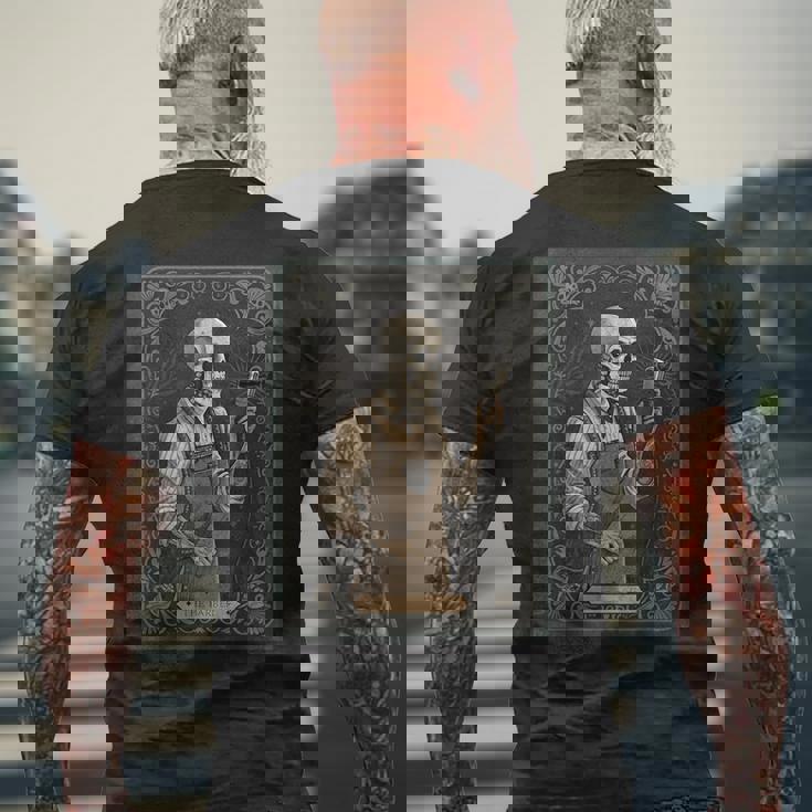 The Barber タロットカード ゴシック スケルトン 散髪店 ハロウィン メンズTシャツ バックプリント 高齢者への贈り物