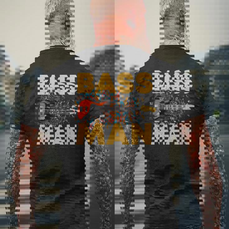 Bass Man 面白いバスプレーヤー ギタリスト ベーシスト ミュージシャン メンズTシャツ バックプリント 高齢者への贈り物