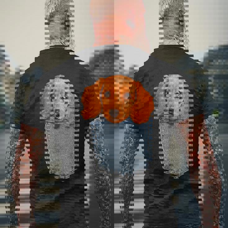 Beagle In My Pocket シャツ かわいい子犬 ダックスフンド ドッグシャツ メンズTシャツ バックプリント 高齢者への贈り物