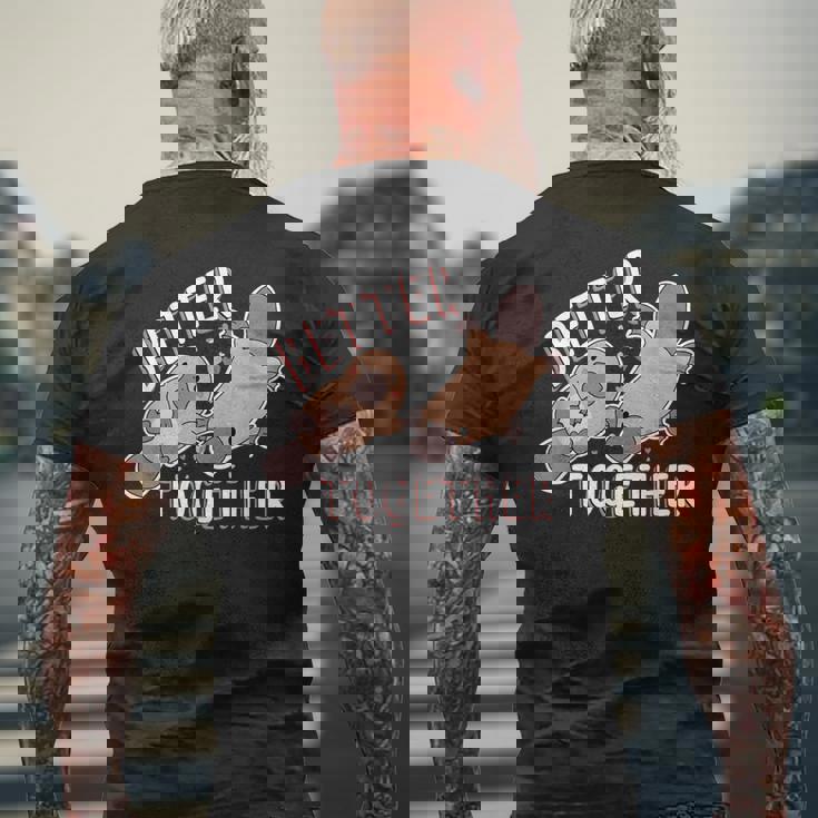 Better Together バレンタインデー カモノハシ カップル ラブ ハッピー メンズTシャツ バックプリント 高齢者への贈り物