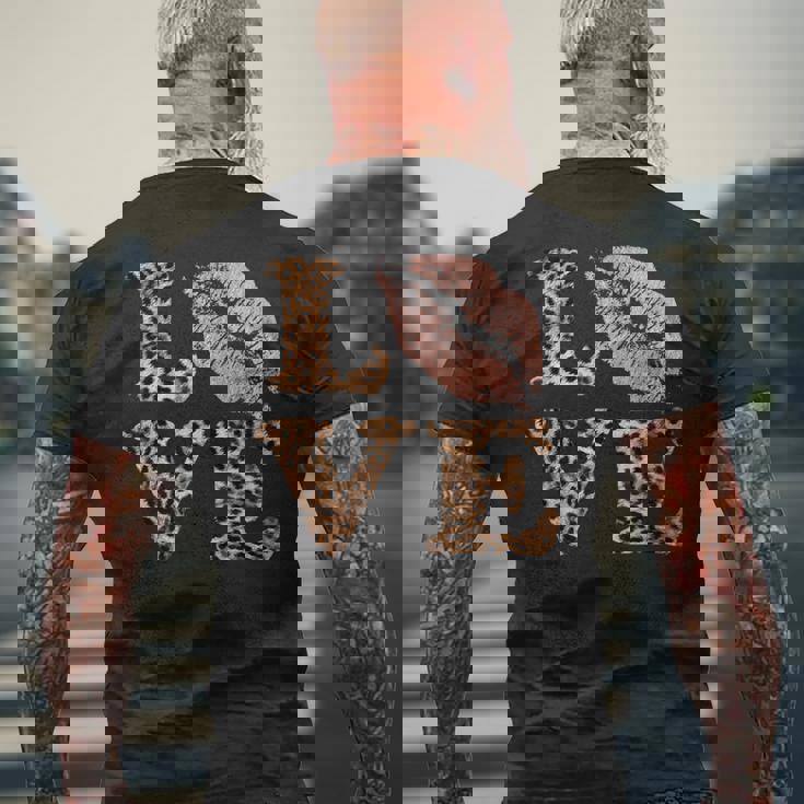 Big Lips Love ヒョウ柄 文字 ピンク 唇 バレンタイン ラブ メンズTシャツ バックプリント 高齢者への贈り物