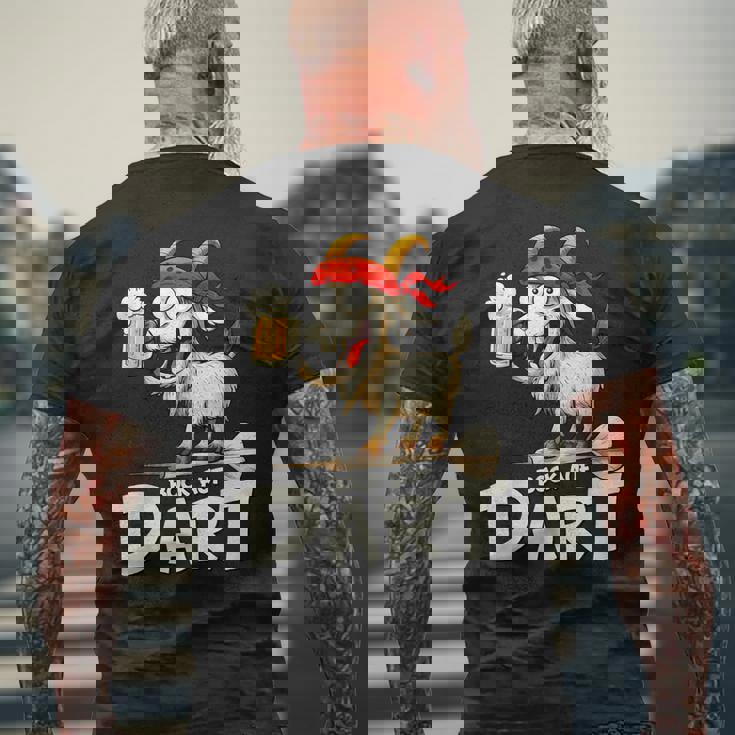 Bock Auf Dart ヤギとビールジョッキ 面白いダーツプレーヤー メンズTシャツ バックプリント 高齢者への贈り物