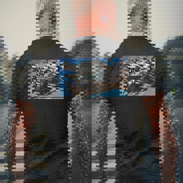 Bombardiro Crocodilo Brain Rot Gen Alpha Meme メンズTシャツ バックプリント 高齢者への贈り物