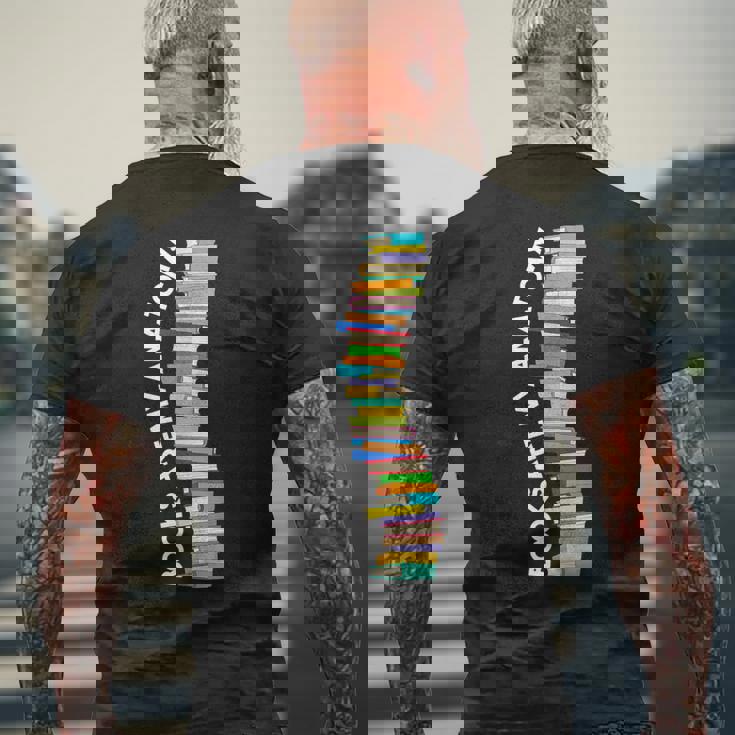 Books Are My Anatomy 背骨ブックワーム 読書 メンズTシャツ バックプリント 高齢者への贈り物