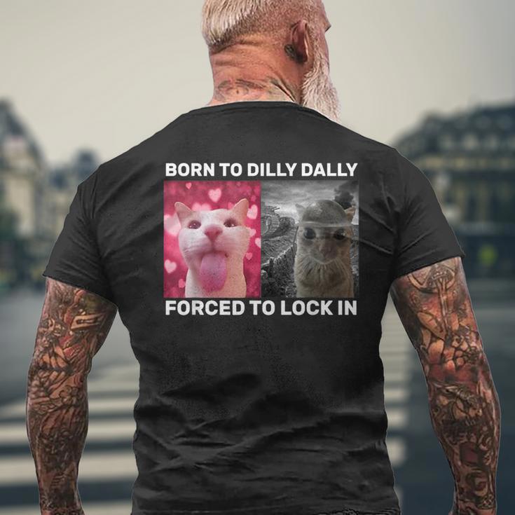 T-Shirt Homme 'Born To Dilly Dally' Avec Chat Drôle - Motif Géométrique - Vintage - Taille Au Choix