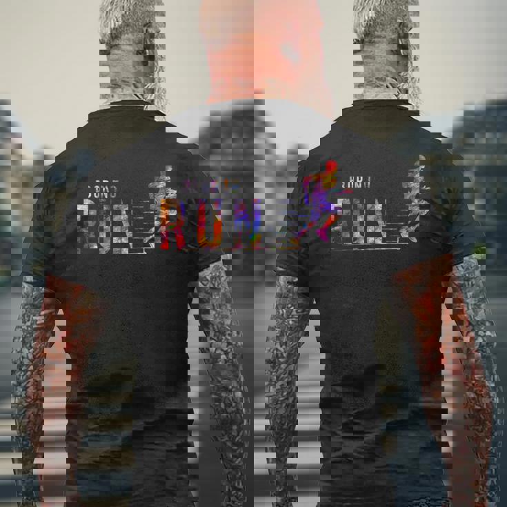 Born To Run マラソンランナー スポーツ カラフルtシャツ メンズTシャツ バックプリント 高齢者への贈り物