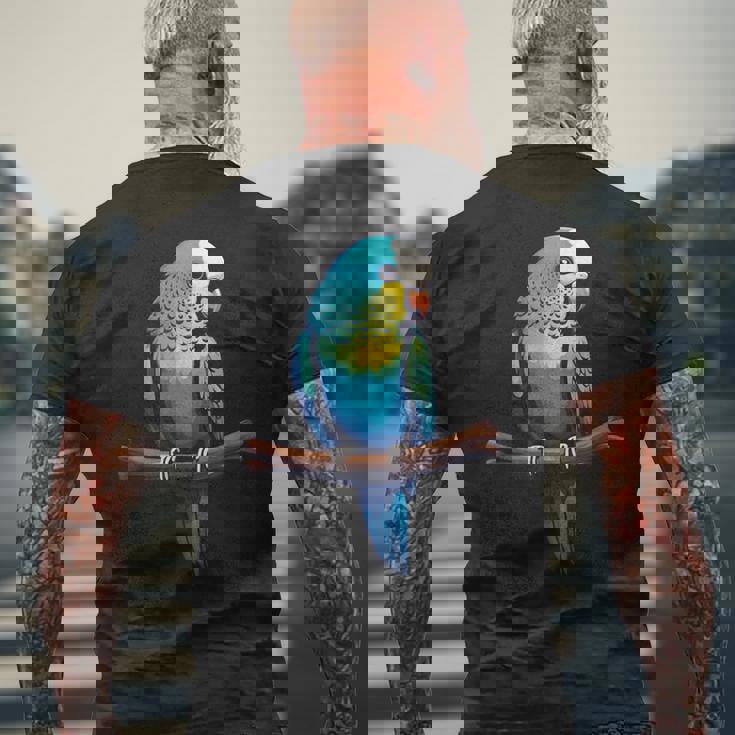 Budgies ペット オウム インコ 鳥 ウェリデザイン メンズTシャツ バックプリント 高齢者への贈り物