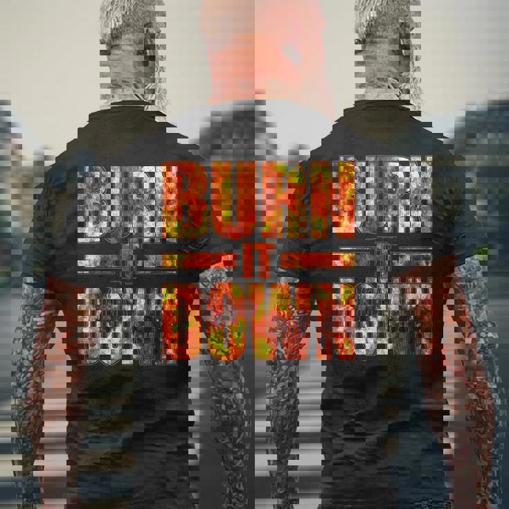 Burnit Down Fire Flames メンズTシャツ バックプリント 高齢者への贈り物