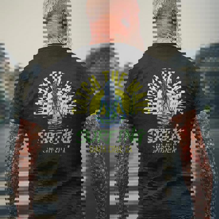 Catch Wave サンタクルーズ サーフィン カリフォルニアサーファー メンズTシャツ バックプリント 高齢者への贈り物