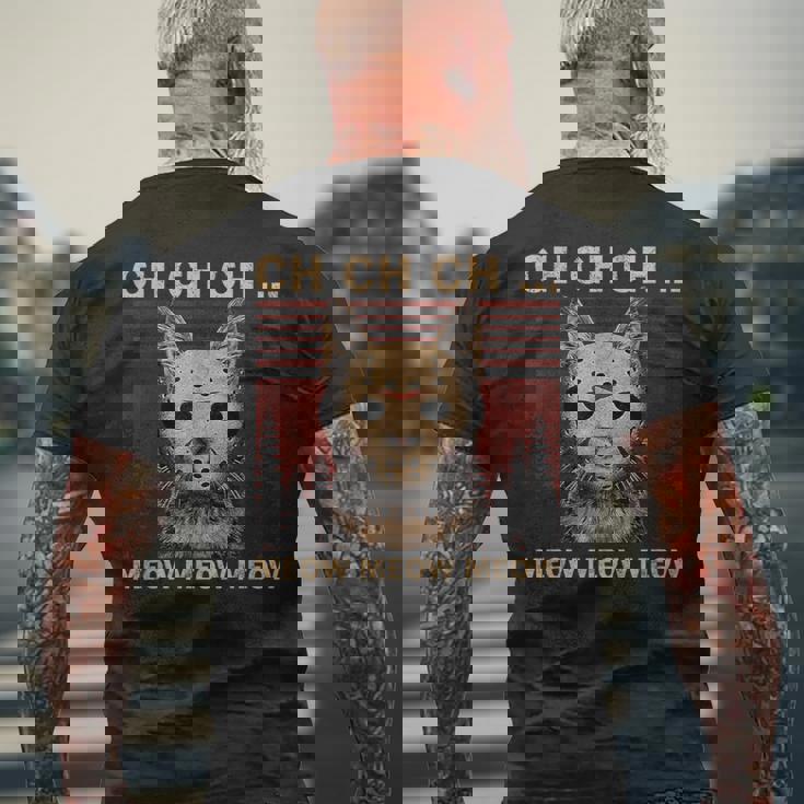Ch Ch Chニャー ニャー 怖いフライデー ファニー ハロウィン メンズTシャツ バックプリント 高齢者への贈り物