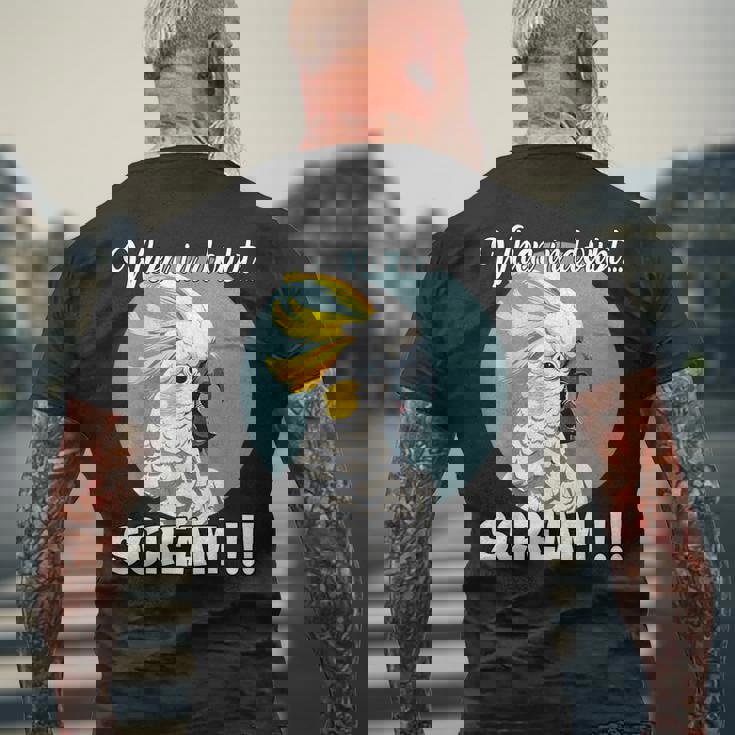 Cockatoo Meme T、面白い叫び声を上げているキバタン メンズTシャツ バックプリント 高齢者への贈り物