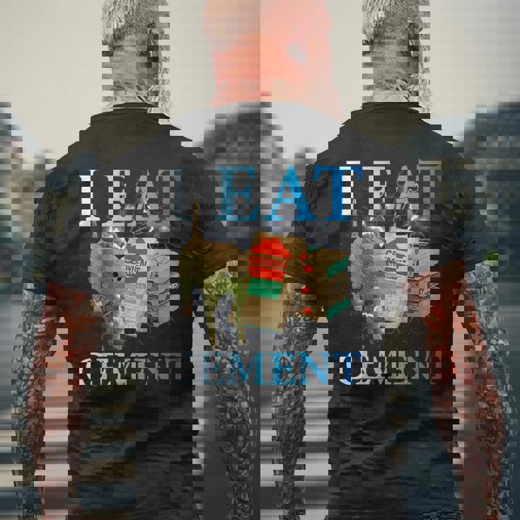 Cool I Eat セメント、建設猫、面白いユーモア、猫のミーム メンズTシャツ バックプリント 高齢者への贈り物