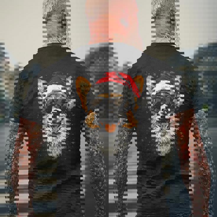 Corgi サンタハット 面白い かわいい 犬 ママ お父さん クリスマス メンズTシャツ バックプリント 高齢者への贈り物