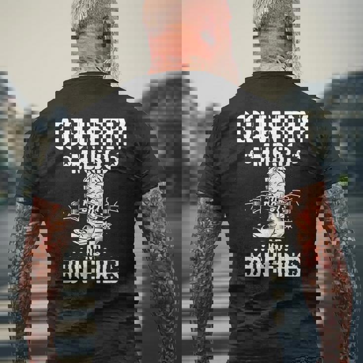 Country Music And Bonfire ウエスタンカントリーラインダンスブーツ メンズTシャツ バックプリント 高齢者への贈り物