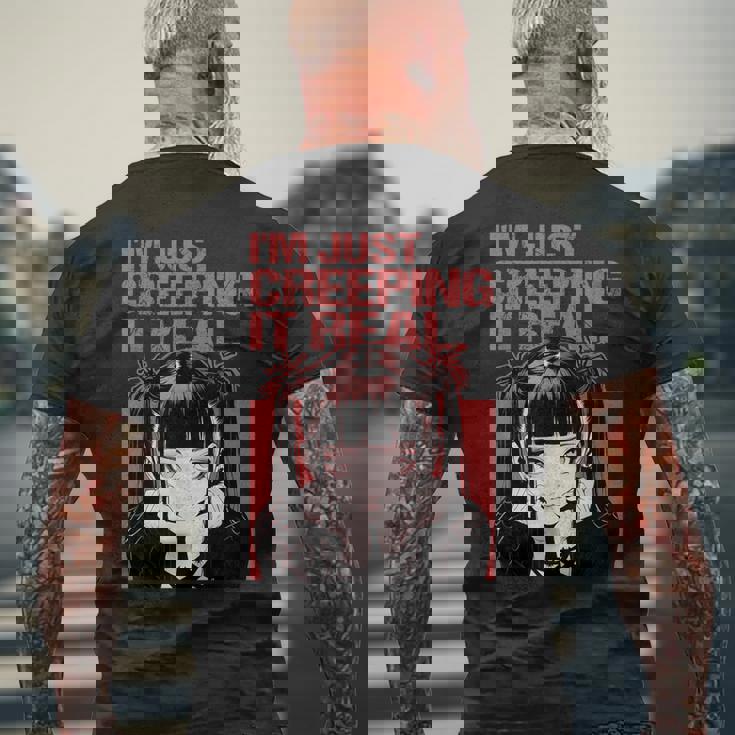 Creeping It Real ゴシック アニメ ソフト グランジ エモ オタク メンズTシャツ バックプリント 高齢者への贈り物