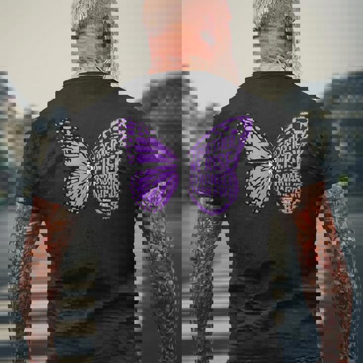 Crohns Awareness Together We Rise パープルリボン バタフライ メンズTシャツ バックプリント 高齢者への贈り物