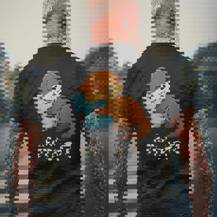 Cute Kawaii Otter Pajama かわいいカワウソのパジャマ メンズTシャツ バックプリント 高齢者への贈り物