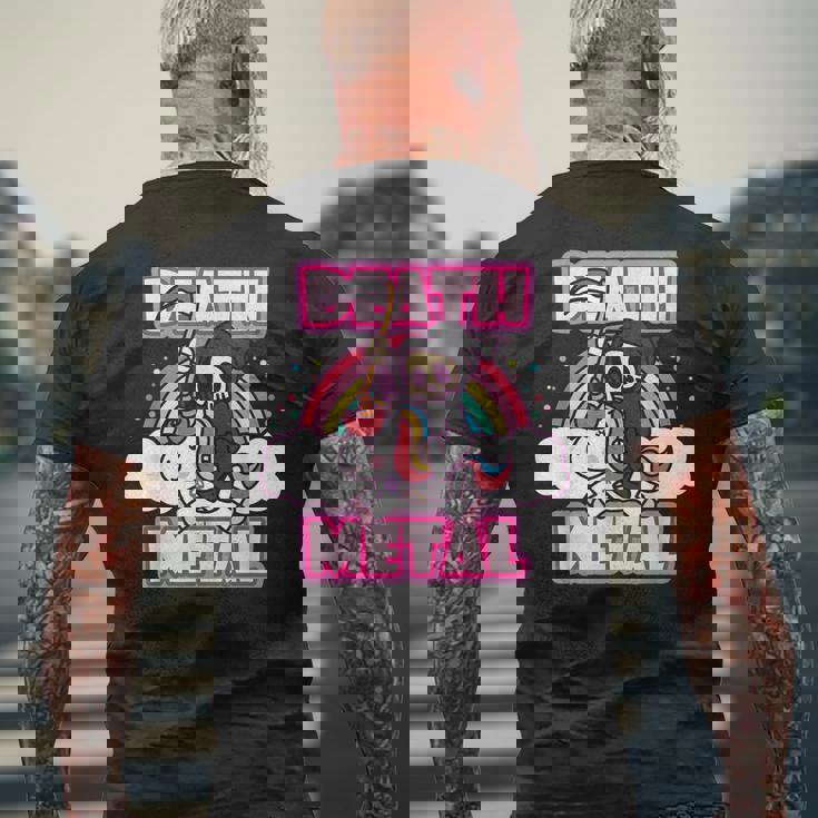 Death Metal Grim Reaper ピンクユニコーン ファニーヘビーメタル メンズTシャツ バックプリント 高齢者への贈り物