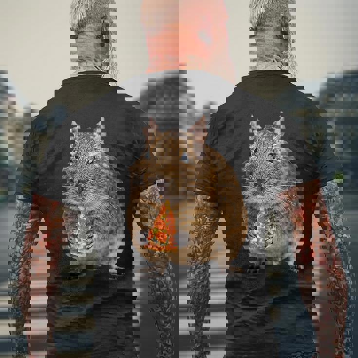 Degu Eating Alice Of Pizza メンズTシャツ バックプリント 高齢者への贈り物