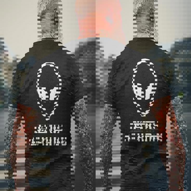 Destroy All Humans Ufo 宇宙 宇宙人 宇宙人 宇宙人 宇宙人 宇宙人 メンズTシャツ バックプリント 高齢者への贈り物