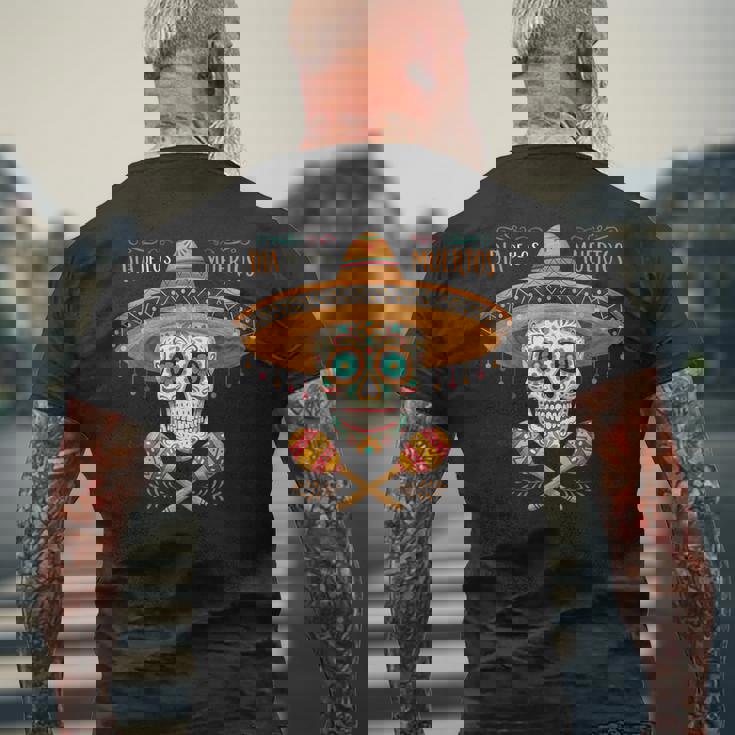 Dia -De-Los- Muertosグラフィック メンズTシャツ バックプリント 高齢者への贈り物
