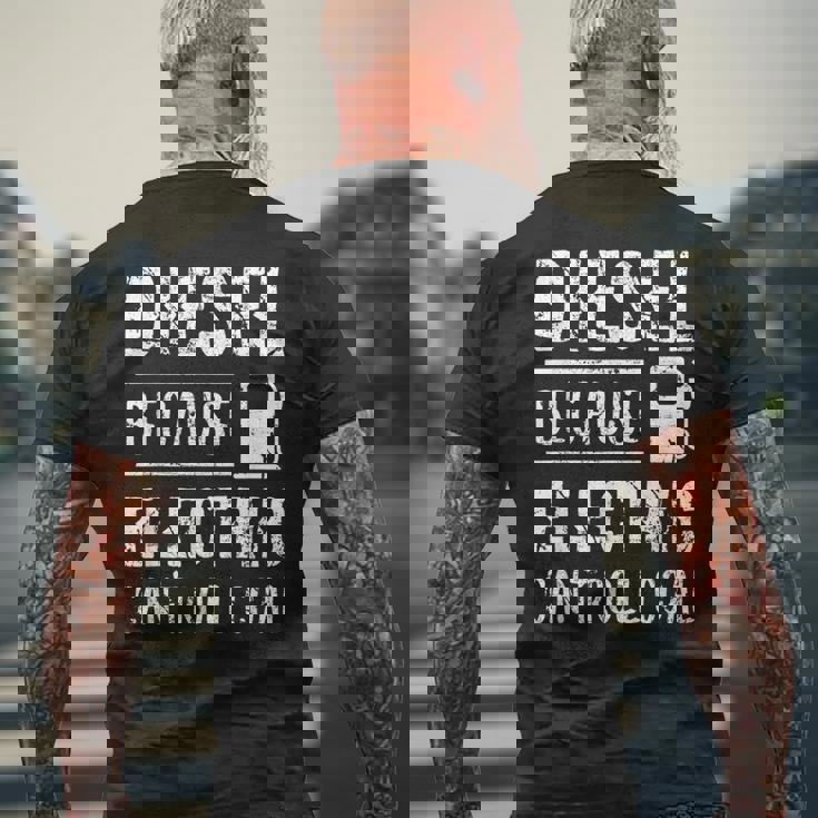 Diesel Because Electric Can't Roll Coal Truck メンズTシャツ バックプリント 高齢者への贈り物