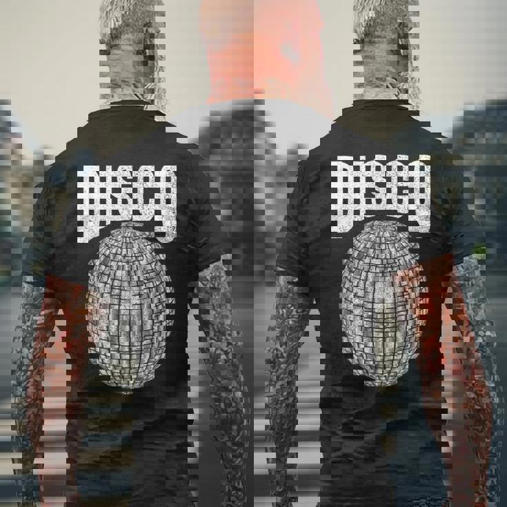 Disco Music Ball ファンク ソウル 音楽愛好家 レトロ 70年代 80年代 コスチューム メンズTシャツ バックプリント 高齢者への贈り物