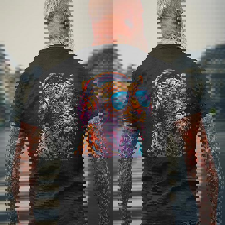 Dj Leopard Edm テクノハウス ダンスクラブ 音楽ヘッドフォン メンズTシャツ バックプリント 高齢者への贈り物