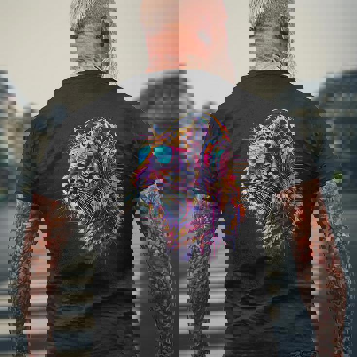 Dj Tiger ミュージックヘッドフォン ハウス ビートメーカー 音楽プロデューサー メンズTシャツ バックプリント 高齢者への贈り物