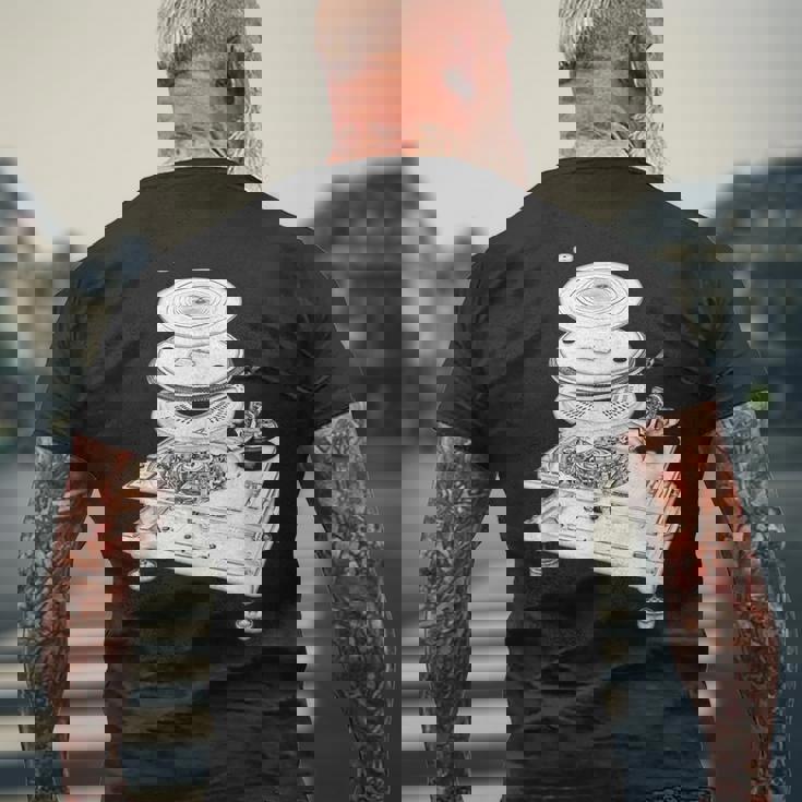 Dj Turntable 1210 Mk2 Exploded Blueprint メンズTシャツ バックプリント 高齢者への贈り物