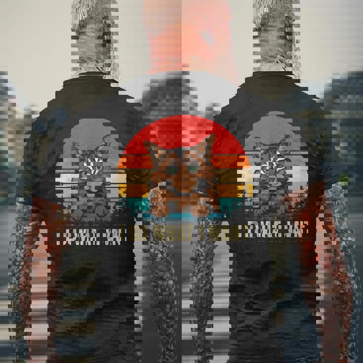 I Do What I Want Cat レトロ ヴィンテージ 面白い 猫好き メンズTシャツ バックプリント 高齢者への贈り物