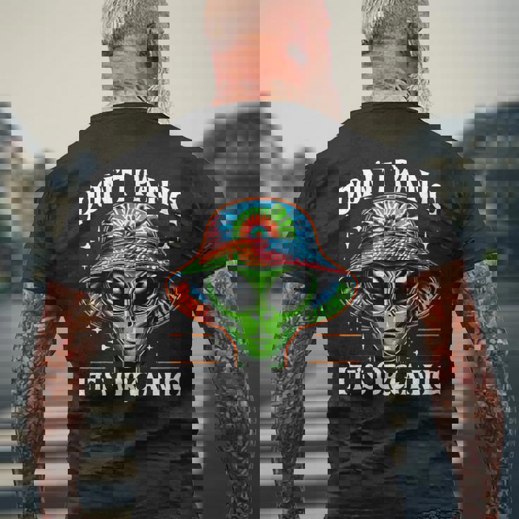 Don't Panic It's Organic Alien Ufo 面白いプリント メンズTシャツ バックプリント 高齢者への贈り物