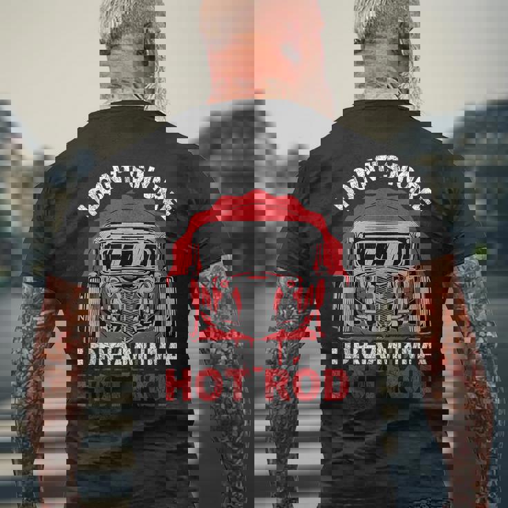 I Don'tnore I Dream I'm A Hot Rod クラシックカー 米国車 ホットロッド メンズTシャツ バックプリント 高齢者への贈り物