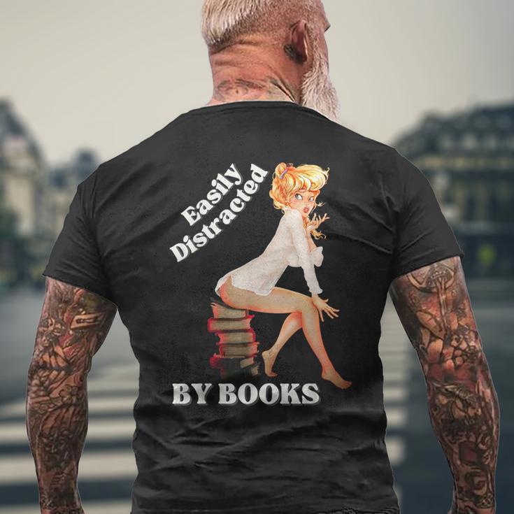 Easily-Distracted By Books ピンナップガール セクシーアニメ レトロアート メンズTシャツ バックプリント 高齢者への贈り物