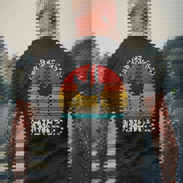 Easy Distracted By Monkeys シャツ ビンテージモンキー メンズTシャツ バックプリント 高齢者への贈り物