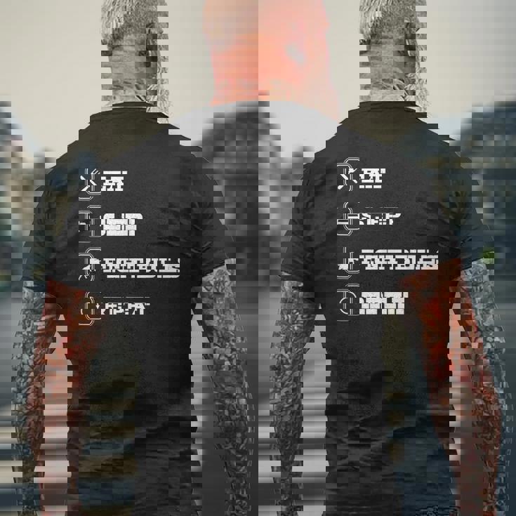 Eatleep Fight Bulls Repeat Bullsシリーズ ロデオクラウン メンズTシャツ バックプリント 高齢者への贈り物