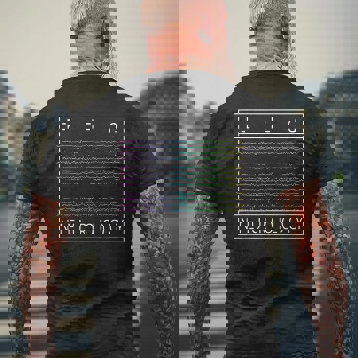 Eeg技術者 神経学 カラフルな脳波 Eeg メンズTシャツ バックプリント 高齢者への贈り物