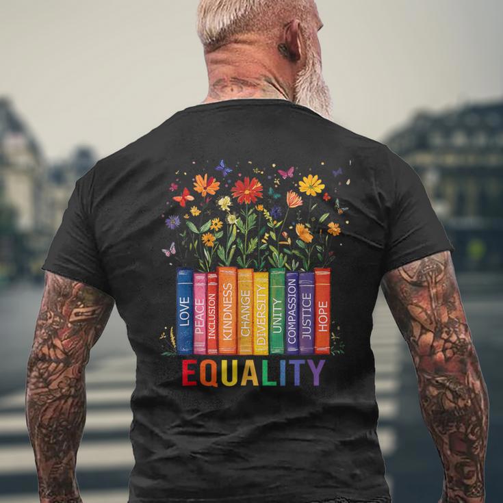 Equality Love Peace And Kindness Book Flowers Lgbt Gay Pride Men's T-shirt Back Print Gifts for Old Men