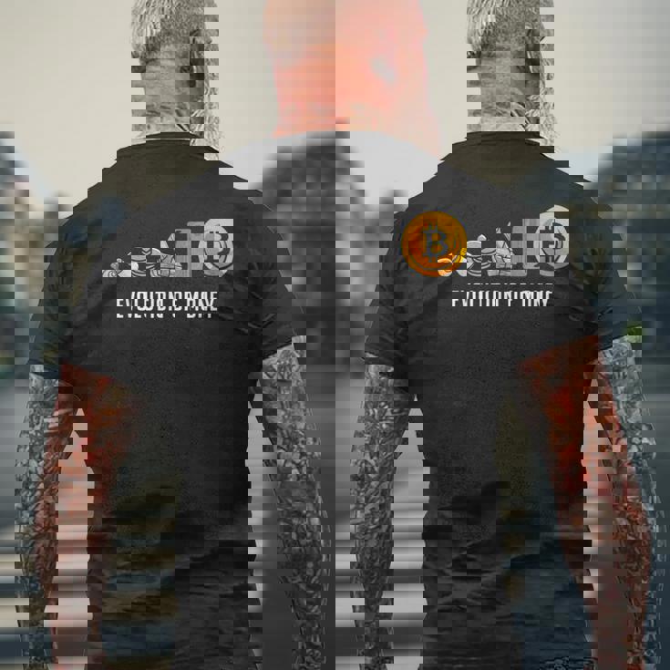 Evolution Of Money お金の進化 ビットコインプランb 暗号通貨btc ホドル メンズTシャツ バックプリント 高齢者への贈り物