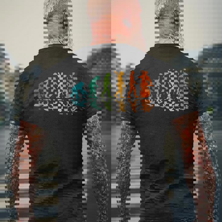 Evolution コントラバスプレーヤー メンズTシャツ バックプリント 高齢者への贈り物