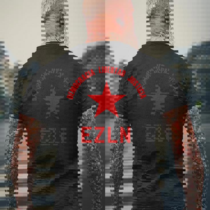 Ezln デモクラシア・リベルタード・ジャスティシア-サパティスタ、社会主義者 メンズTシャツ バックプリント 高齢者への贈り物