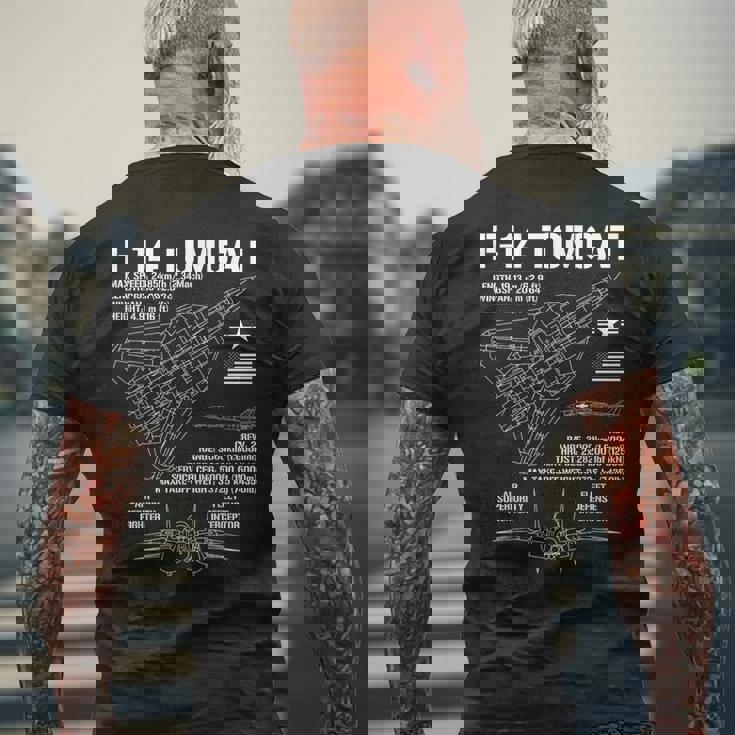 F-14 Tomcat 戦闘機 ジェット仕様 軍用飛行機 F14 Tomcat メンズTシャツ バックプリント 高齢者への贈り物