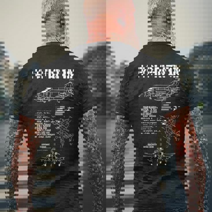 F-4 ファントム 戦闘機 ジェット仕様 軍用飛行機 F4 ファントム メンズTシャツ バックプリント 高齢者への贈り物